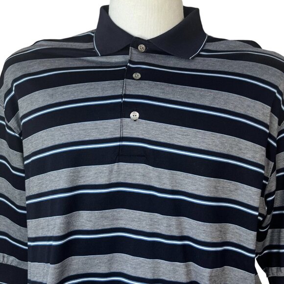 Ben Hogan Golf Polo Shirt Mens Large Blue Gray Striped - Picture 3 of 7